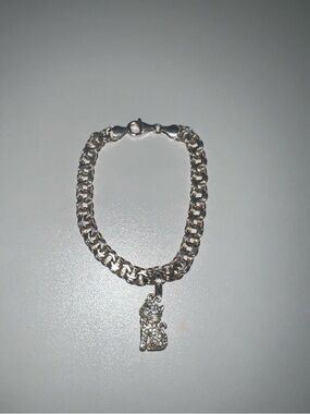 925 Sterling silver cat charm bracelet